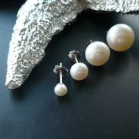 Echte Süßwasser -Perlen Ohrstecker,pearl studs,klassische Perlen-Ohrstecker,Echt Silber Perlen-Ohrstecker,Perlenschmuck Bild 3