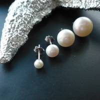 Echte Süßwasser -Perlen Ohrstecker,pearl studs,klassische Perlen-Ohrstecker,Echt Silber Perlen-Ohrstecker,Perlenschmuck Bild 4