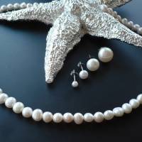 Echte Süßwasser -Perlen Ohrstecker,pearl studs,klassische Perlen-Ohrstecker,Echt Silber Perlen-Ohrstecker,Perlenschmuck Bild 6