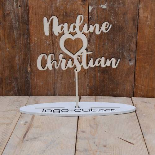 Holz Cake Topper Hochzeit personalisiert V12