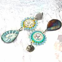 trendige maritime bohemian ohrstecker, geschenk, ostern, ohrringe, beadwork, keramik, glasperlen blau Bild 8