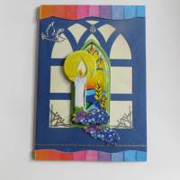 Kommunionskarte, Kerze Trauben, Glückwünsche  religiöse Anlässe Bild 2