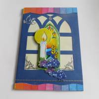 Kommunionskarte, Kerze Trauben, Glückwünsche  religiöse Anlässe Bild 3