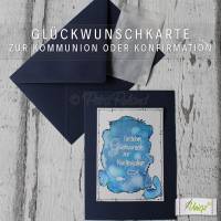 Glückwunschkarte zur Kommunion, Konfirmation, blau Bild 1