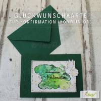Glückwunschkarte zur Kommunion oder Konfirmation  grün Bild 1