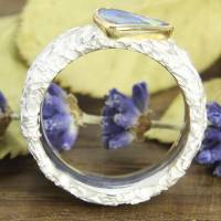 Breiter Ring aus Silber 925/- mit Opal, Zerknittert 8 mm Bild 6