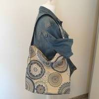 Handtasche / Schultertasche Mandala beige-multicolor-jeansblau