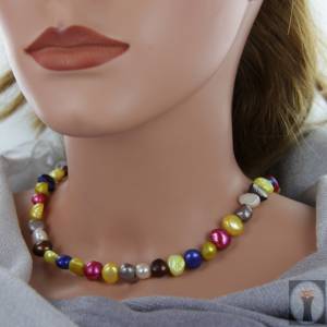 Perlen bunt Gelb Hellgrün Pink Braun weiß Blau Braun kräftige Farben Karabiner Bild 5