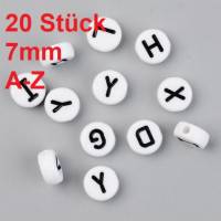 20 runde Buchstabenperlen, 7 mm,  weiss , A-Z Bild 1