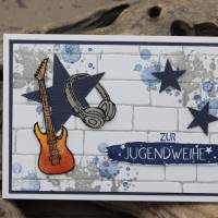 Coole Glückwunschkarte zur Jugendweihe mit und Gitarre, Jugendweihe-Karte für Jungen Bild 1