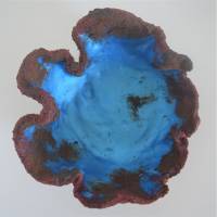 Handgemachte Dekoschale aus Ton in Rostoptik | Schüssel Industrial Design | blaue Schale zur Wohnzimmerdeko | Dekoteller Bild 2