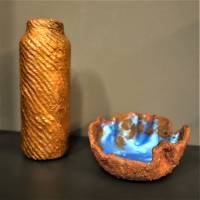 Handgemachte Dekoschale aus Ton in Rostoptik | Schüssel Industrial Design | blaue Schale zur Wohnzimmerdeko | Dekoteller Bild 9