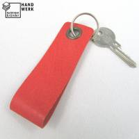 Schlüsselanhänger, Leder, blass-rot, Schlüsselring rund Bild 1