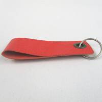 Schlüsselanhänger, Leder, blass-rot, Schlüsselring rund Bild 2