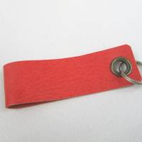 Schlüsselanhänger, Leder, blass-rot, Schlüsselring rund Bild 3