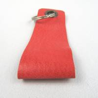 Schlüsselanhänger, Leder, blass-rot, Schlüsselring rund Bild 5
