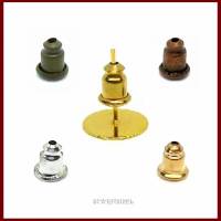 50 Ohrstopper 6x5mm Ohrmuttern Poussette Steckerhalter Knöpfe bronze/kupfer/versilbert/vergoldet Bild 1