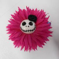 Skull  Kunstblume Totenkopf ,Haarspange dunkel pink Bild 2
