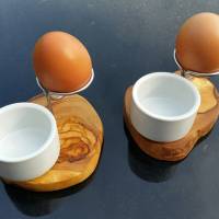 2er Set Eierbecher LA SPECIA Porzellanschale und Eierhalter Edelstahl Bild 3