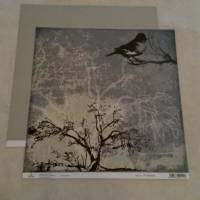 Scrapbookingpapier - Vogel mit Baum Bild 1
