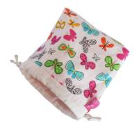 kleine Stofftasche mit Schmetterlingen, Geschenkbeutel, nachhaltig Bild 3