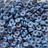 50 flache runde Glasperlen, wheel beads - hellblau lüster Bild 1