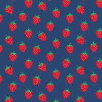 Baumwollstoff Popeline Erdbeeren – blau - rote Erdbeeren auf blau 1,50m Breite Frühlings Stoffe Bild 1