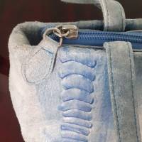 True Vintage 90er  L.CREDI Wildleder geprägtes Leder Handtasche Leather Bag nicht getragen Bild 8