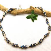 Afrikanische Halskette - kleine Krobo Tuben - weiß blau dunkelbraun - ca. 42-47cm Bild 5