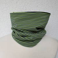 Loop Schal zum Wenden aus Jersey geringelt blau grau grün Bild 1