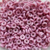 50 flache runde Glasperlen, wheel beads - rosa lüster Bild 1