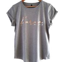 Statement Damen T-Shirt *Karma will fix it* Rosegold - aus nachhaltiger Bio-Baumwolle - lockere Passform - Farbe grau Bild 1