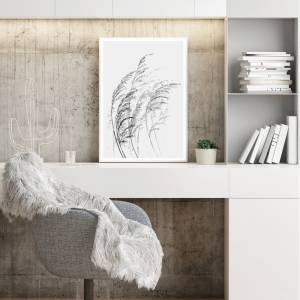 Aquarell Gräser im Wind Kunstdruck, minimalistischer Kunstdruck, skandynavische Wandkunst Bild 5