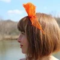 Haarreifen, Fascinators, Sinamay Orange Bild 3