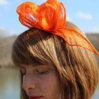 Haarreifen, Fascinators, Sinamay Orange Bild 8