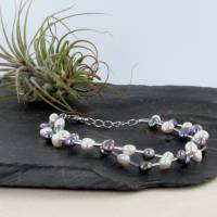 echtes Perlenarmband zwei-reihig  Silber Perle rhodiniert 19 + 2 cm Geschenk Bild 4