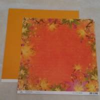 Scrapbookingpapier - Blumen orange Bild 1