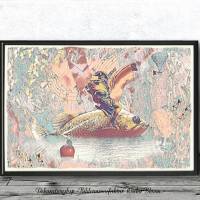 Collage NAPOLEON & DER GOLDFISCH Bild auf Holz Leinwand Print im Vintage Style Shabby Chic Surreal online kaufen Bild 3