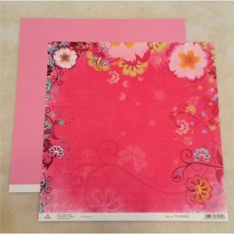 Scrapbookingpapier - Blumen rosa Bild 1