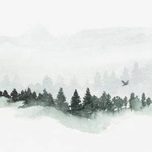 Kunstdruck Aquarell Nebel, Berge Kunstdruck, skandinavische Wandkunst, Wohnzimmer Kunst Poster Bild 7