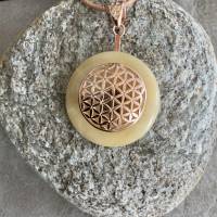 ORANGEN -Calcit Edelsteinkette -mit der „Blume des Lebens“ in 925er Silber, rosévergoldet Bild 2