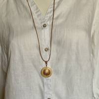 ORANGEN -Calcit Edelsteinkette -mit der „Blume des Lebens“ in 925er Silber, rosévergoldet Bild 3