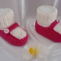 Baby Schuhchen, Erstlingsschuhchen, Farbe weiß/pinkfarben Bild 2