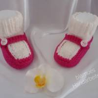 Baby Schuhchen, Erstlingsschuhchen, Farbe weiß/pinkfarben Bild 3