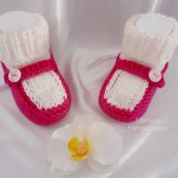 Baby Schuhchen, Erstlingsschuhchen, Farbe weiß/pinkfarben Bild 4