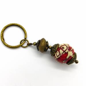 Schlüsselanhänger oder Taschenbaumler - Keramik handgetöpfert, afrikanische Bronze - rot, messing Bild 5