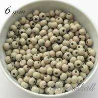 50 Holzperlen 6 mm Perlen Farbe Hell Beigegrün (gefärbt) Bild 1