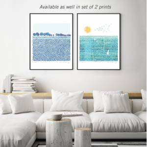 Aquarell Sonne und Meer Kunstdruck, Sommer Kunstdruck Bild 6