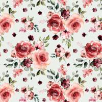 Rest 1,07m Baumwolljersey-Stoff Digitaldruck Romantic Roses auf naturfarbe Jersey Rosen Frühlings-Stoffe Bild 1