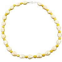 Keshi Perle Curry Gelb echte Perlenkette mit Silber Karabiner Bild 2